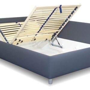 Rohová zvýšená čalouněná postel Ryana, s úložným prostorem, 140×200