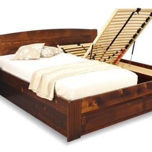 Postel z masivu s úložným prostorem Justina, 180×210, masiv smrk