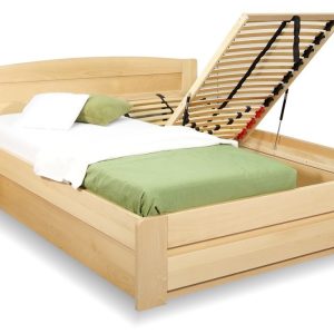 Postel z masivu s úložným prostorem Justina, 180×210, masiv buk