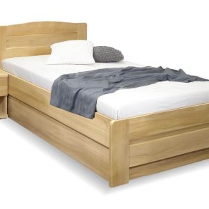 Postel jednolůžko s úložným prostorem Justina, masiv dub, 120×200