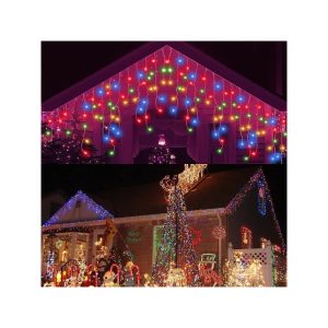 25 metrů, 500 LED vánočních světelných řetězů, šumivé světelné řetězy s barevným a studeným bílým světlem