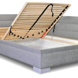 Rohová čalouněná postel Niobe, s úložným prostorem, 140×210 cm