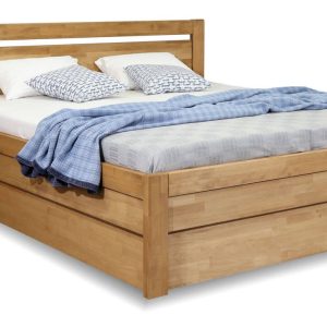 Zvýšená postel dvoulůžko s úložným prostorem Klementin, masiv buk
