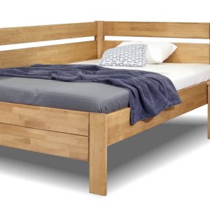 Rohová zvýšená postel z masivu Academia, masiv buk, 140×200, Levá