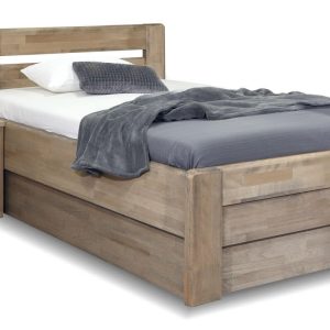 Zvýšená postel jednolůžko s úložným prostorem Primátor, masiv buk