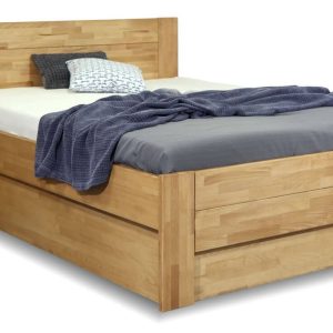 Zvýšená postel s úložným prostorem Trinity 2, 140×200, masiv buk