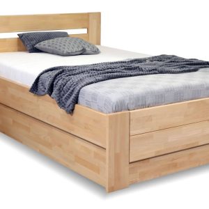 Zvýšená postel s úložným prostorem Trinity, 140×200, masiv buk