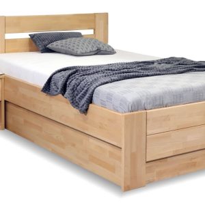 Zvýšená postel s úložným prostorem Trinity, masiv buk, 120×200
