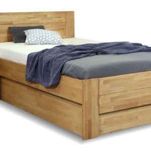 Zvýšená postel s úložným prostorem Trinity 2, masiv buk, 120×200