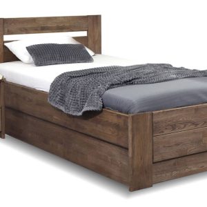 Zvýšená postel s úložným prostorem Trinity, masiv dub, 120×200