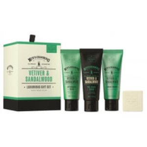 Scottish Fine Soaps Vetiver and Sandalwood krém na holení 75ml + pleťový peeling před holením 75ml + balzám po holení 75ml + mýdlo 40g