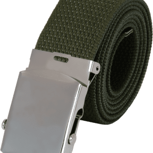 Opasek kalhotový 38 mm se stříbřitou sponou olivový