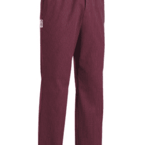 Kuchařské kalhoty EGOchef bordó jemné bílé pásy  L