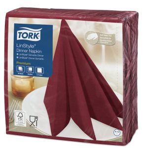 478855 Tork Linstyle burgundy ubrousek – večeře, 39 x 39 cm, 1 vrstva, 50 ks