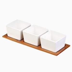 Sada misek na bambusovém podnose (4 ks) – Basic