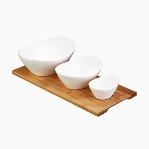 Sada servírovacích misek na bambusovém podnose (4 ks) – Basic