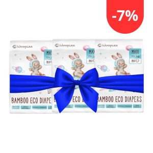 XL balení Woopies dětské EKO pleny MAXI (12+kg) Wooden Spoon 3x28ks