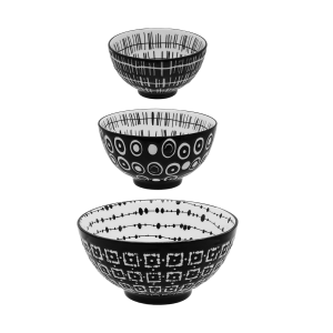 Set misek na cereálie 3 ks – Basic Dots Black