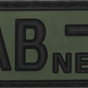 Nášivka gumová 3D: Krevní skupina AB NEG [50×25] olivová