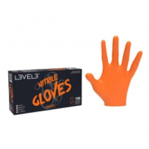 L3VEL3 Nitrile Gloves Orange L 100 ks