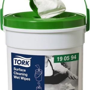 190594 Tork vlhčené utěrky na povrchy, Handy Bucket, bílé, 58 utěrek, 27 x 27 cm (WET WIPE), W15