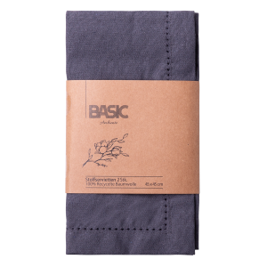 Ocelově šedé bavlněné ubrusy 45 x 45 cm 2 ks – Basic Ambiente