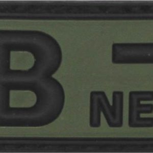 Nášivka gumová 3D: Krevní skupina B NEG [50×25] olivová