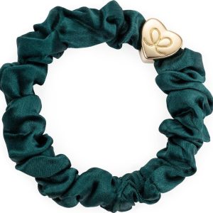 By Eloise London Gumička Gold Heart Silk Scrunchie – zelená 1ks