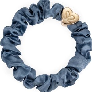 By Eloise London Gumička Gold Heart Silk Scrunchie – modrá 1ks