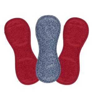 Bamboolik Noční / poporodní látková vložka | satén & biobavlna | na patentek, Sada – 2x červená, 1x modrá 3 ks