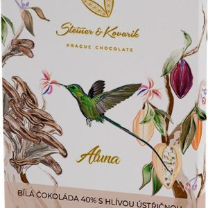 Steiner & Kovarik Aluna bílá bean to bar čokoláda 40% s hlívou ústřičnou a pomerančovým aroma 70 g