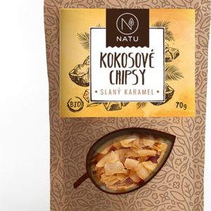 NATU Kokosové chipsy BIO – slaný karamel 70 g