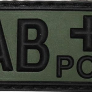 Nášivka gumová 3D: Krevní skupina AB POS [50×25] olivová