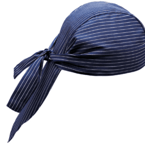 Kuchařský šátek na hlavu EGOchef – Modré jemné bílé pásy