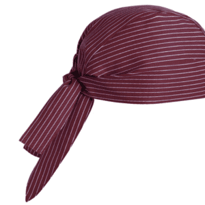 Kuchařský šátek na hlavu EGOchef – Bordó jemné bílé pásy