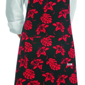 Kuchařská zástěra ke krku EGOchef s kapsou – ibišek