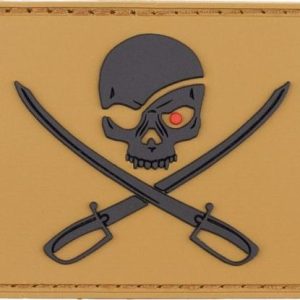 Nášivka gumová 3D: Lebka Pirát RedEye okrová