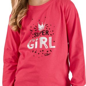 SAM 73 Dívčí triko s dlouhým rukávem BERENGO Růžová 92-98