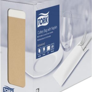 474637 Tork natural kapsička na příbory s bílým ubrouskem, 20 x 8,5 cm, 2 vrstvy, 100 ks