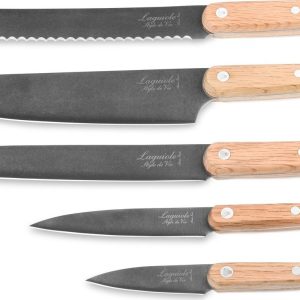 Laguiole Style de Vie Sada nožů s magnetickým stojanem Innovation – rukojeť z dubového dřeva, povrchová úprava čepele stonewash