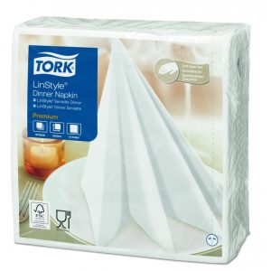 478711 Tork Linstyle bílý ubrousek – večeře, 39 x 39 cm, 1 vrstva, 50 ks