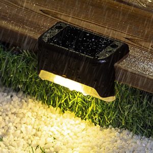 Solární světlo na schody nebo zábradlí, vodotěsné, 4 ks, černé