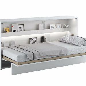 Široká sklápěcí postel ve skříni MONTERASSO, 90×200, bílý mat