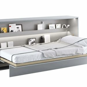 Široká sklápěcí postel ve skříni MONTERASSO, 90×200, šedá