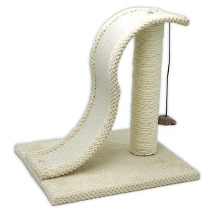 Škrabadlo, kočičí nábytek se zavěšenou myší na hraní, béžová barva