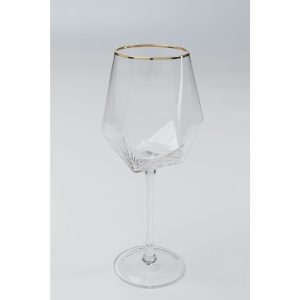 KARE Design Sklenice na víno Diamond se zlatým proužkem