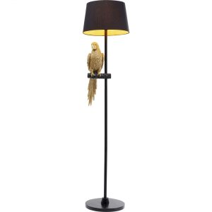 KARE Design Stojací lampa Animal Parrot – zlatá, 176cm