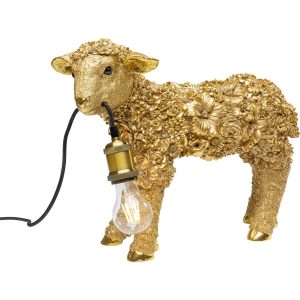 KARE Design Stolní lampa Animal Flower Sheep – zlatá, 36cm