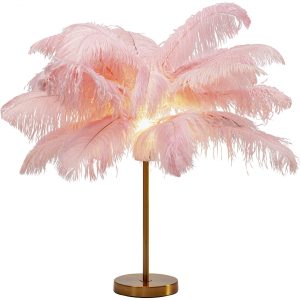 KARE Design Stolní lampa Feather Palm – růžová, 60cm