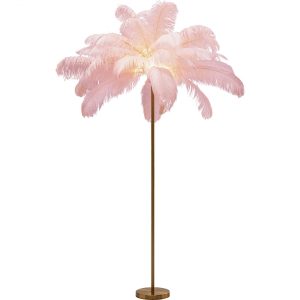 KARE Design Stojací lampa Feather Palm – růžová, 165cm
